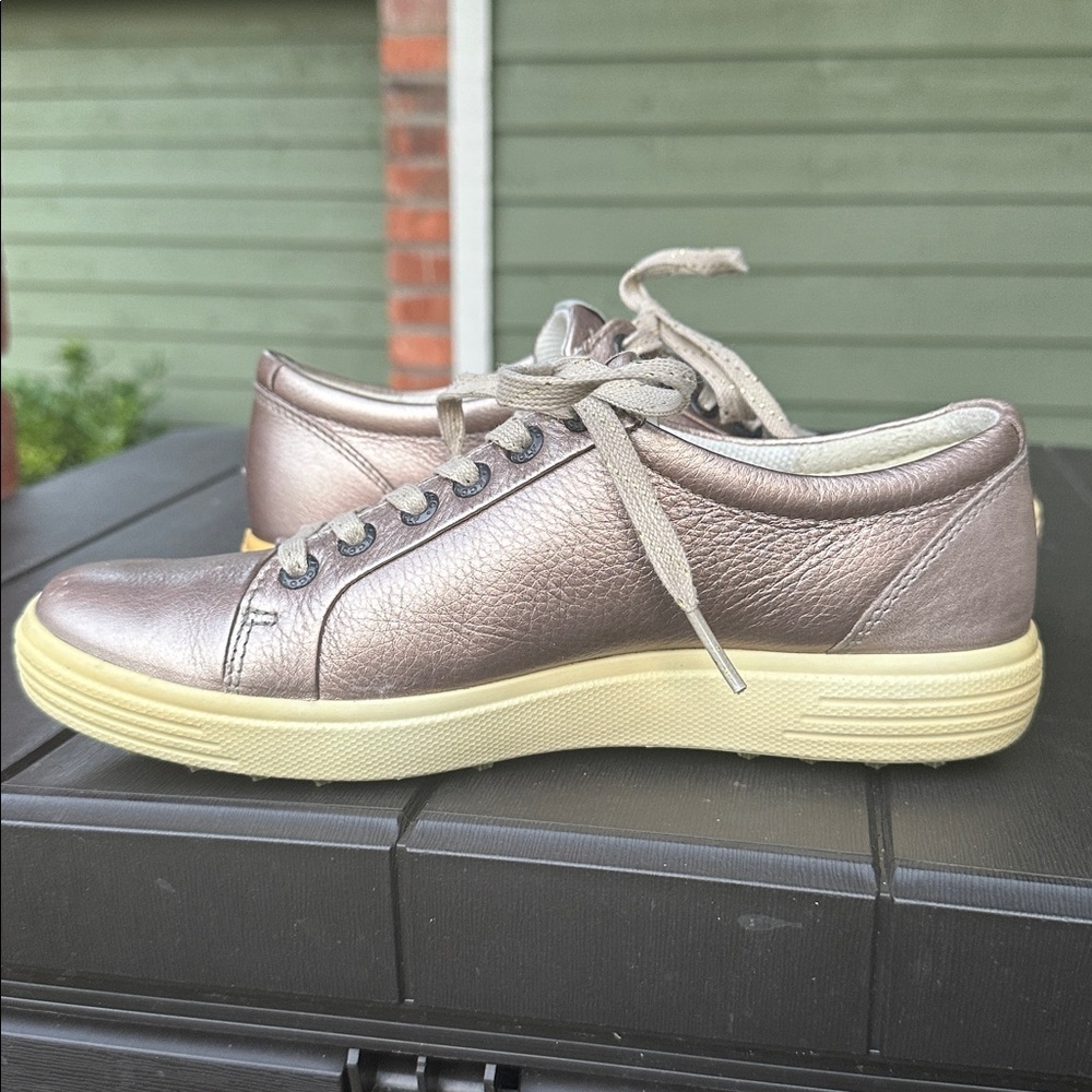 Ecco Shoes Hydromax Casual Sneakers Leather Lace Up in pewter bronze shade - Picture 7 of 11